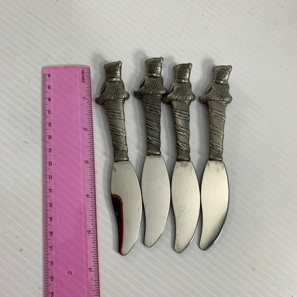 The Bombay Company Set of 4 Teddy Bear Cheese Pate Spreaders Stainless Steel - Picture 4 of 4